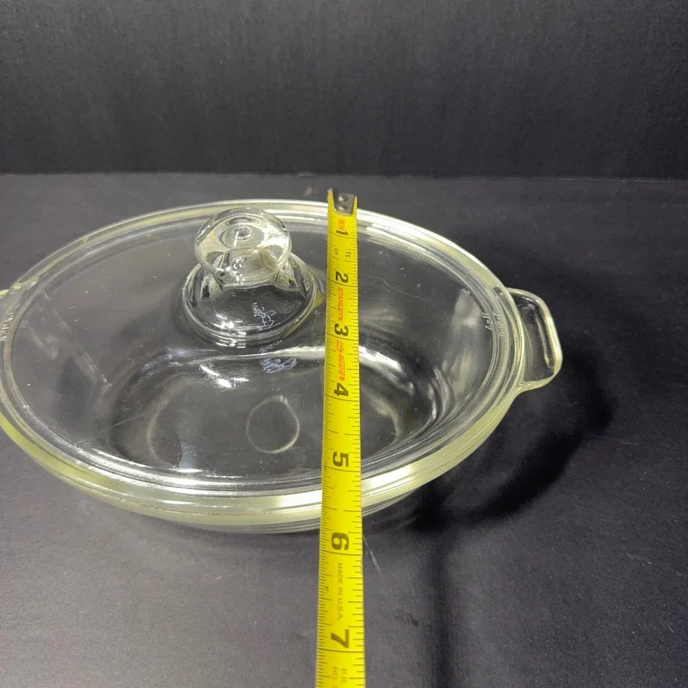 Vintage Pyrex 043 Clear Glass Oval Casserole Dish with Lid 1.5 Quart USA Made‎